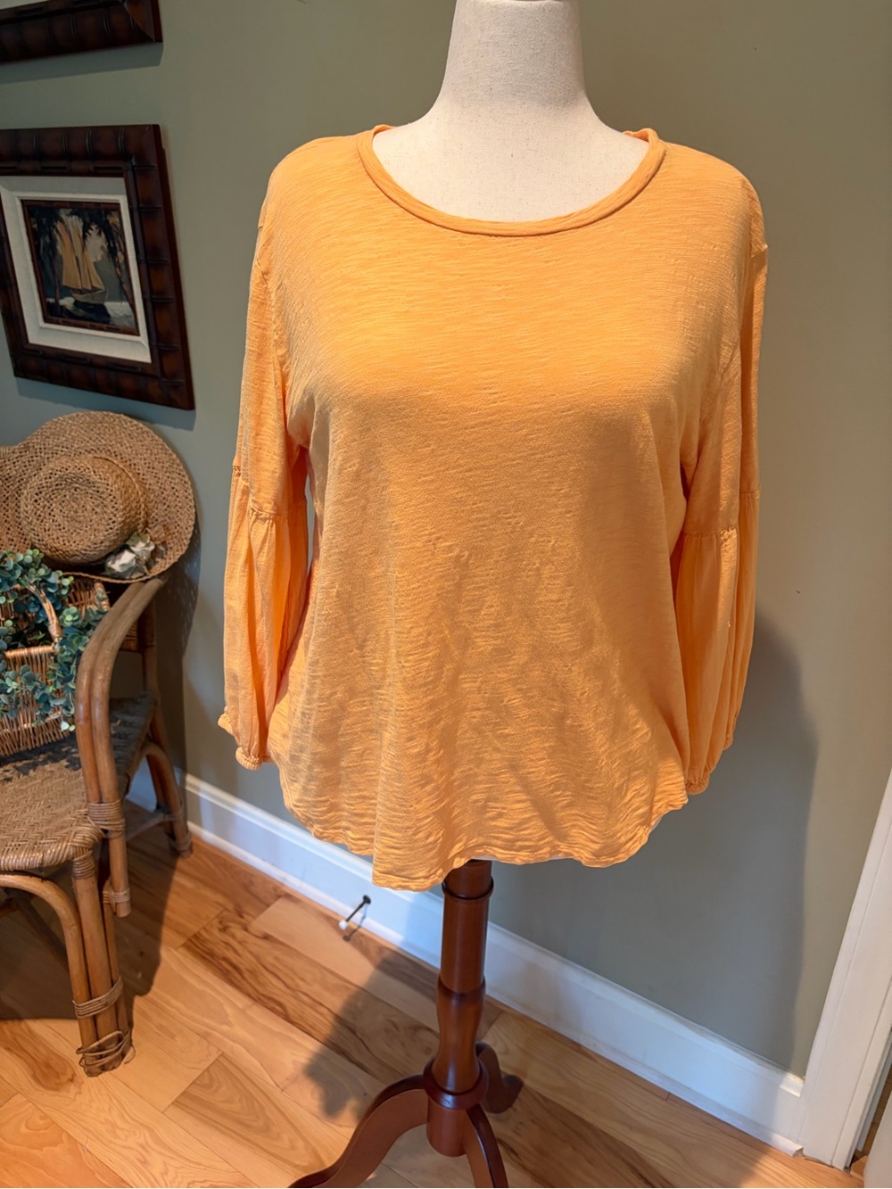Dylan (Sundance) Boho Cotton Lightweight Long Sleeve Tee in Golden Yellow